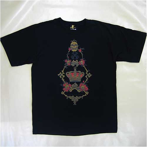 JAJABOON 髑髏 薔薇 王冠 メンズ Ｔシャツ 黒