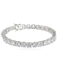 Sterling Silver and Round-Cut Cubic Zirconia Tennis Bracelet, 7.25"