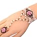 Yazilind Lolita Pink Rose White Beads Metal White Lace Slave Bracelets with Ring fow Women