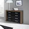 Siracusa Five Drawer Chest in Walnut and High Gloss Black