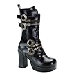 3 3/4 Inch Gothic Ankle Boots Chunky Heel Steampunk Style Hardware Black