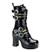 3 3/4 Inch Gothic Ankle Boots Chunky Heel Steampunk Style Hardware Black