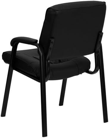 Black Spa Salon Guest Reception Chair with Leather Finish