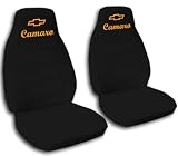 2 black with orange car seat covers for 2003 Chevrolet Camaro.