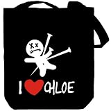 I Love Chloe - Voodoo Doll Prénoms Féminins Sac Cabas (Noir, Toile, Unisexe)