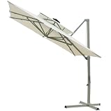 Outdoor Living : 10' Solar Square Double Top Offset Umbrella- Whisper White