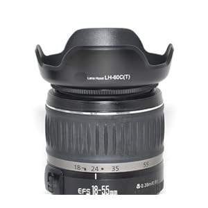 Kaavie - Pare-soleil LH-60C pour CANON EF 28-80mm f/3.5-5.6 II, EF 28-90mm f/4-5.6 III, EF-S 18-55mm f/3.5-5.6, EF-S 18-55mm f/3.5-5.6 IS II, EF-S 18-55mm f/3.5-5.6 USM