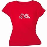 Flirty Diva Tees Woman's SoftStyle T-Shirt-Jingle My Bells-Red-White Size X-Small Fits 28 Inch Bust