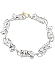 Cat Bracelet in Sterling Silver with 14k Yellow Gold Kitten Tail Accent