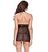 Papaya Wear Mesh Babydoll Chemise Lace Halter Top Lingerie Set