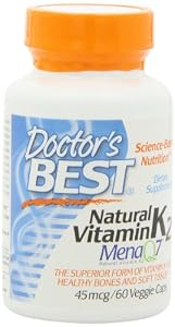 Doctor's Best Natural Vitamin K2 MenaQ7 Vegetable Capsules, 60-Count