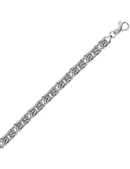 Sterling Silver Byzantine Chain Bracelet with Rhodium Plating
