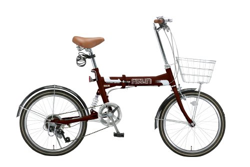 ARUN(アラン) カギ・ライト・カゴ付き20インチ6段変速折りたたみ自転車 MSB-206AS ブラウン MSB-206AS