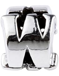 SilveRado (tm) SRM059 Sterling Silver Letter W Pandora Compatible Bead / Charm