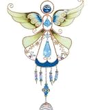Colorful Angel Windchime With Jewels And A Rusty Copper Look 34