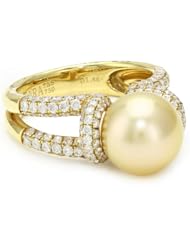 TARA Pearls Gold with Diamond South Sea 10x11mm Pearl Ring, Size 7