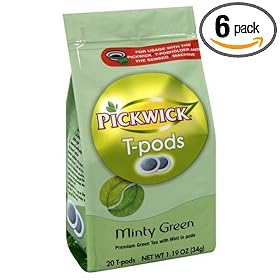 Senseo Pickwick T-Pods, Minty Green, 20-Count Bags (Pack of 6)