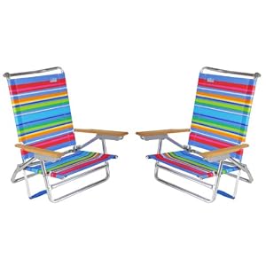 RIO Rainbow Designed 5 Position to Lay Flat Beach Chairs - Set of 2 by 