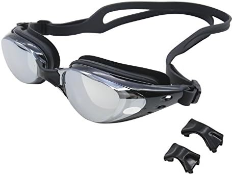 SKIT - (Black Myopia -5.00) Adult Swim Swimming Prescription Goggles Anti Fog Tinted Lenses UV Protection Waterproof With Free Case For Men Women Youth