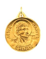 14K Yellow Gold St.Genesius Medal Charm Pendant