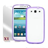 Fosmon 2 in 1 Bundle for Samsung Galaxy S3 S III – 1 Fosmon PC + TPU Hybrid Case – Purple and 1 Fosmon Crystal Clear Screen Protector Shield