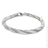 MILLE LUCCI: *ITALIAN BRAIDED TWIST & BEADS STERLING SILVER BRACELET*