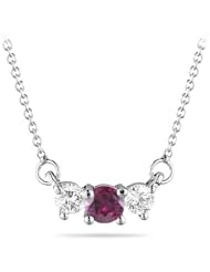 1/4 Cts Diamond & 0.41 Cts of 4 mm Ruby Pendant in 18K White Gold