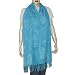 Blue Stoles Wool with Flower Embroidery 80 x 29 inches