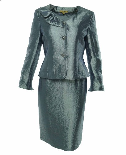 Women's Bow Collar Shiny Business Suit Skirt Set