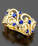 14k Gold Sapphire (5/8 ct. t.w.) & Diamond (5/8 ct. t.w.) Swirl Band Ring