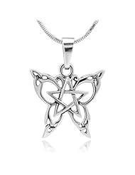 925 Sterling Silver Celtic Filigree Design Cut Out Butterfly Star of David Pendant with Sterling Silver Necklace Chain 18 Jewelry for Women - Nickel Free
