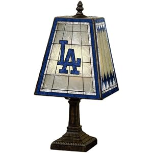 Los Angeles Dodgers 14-Inch Art Glass Lamp by 