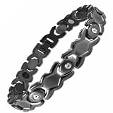 New Ladies Gunmetal Grey Stylish Stainless Steel Magnetic Bracelet with Czs - Gift Boxed