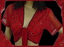 Womens Red Sequence beaded Clubbing Top Blouse Shirt
