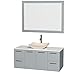 Amare 48" Single Vanity in Dove Gray, White Man-Made Stone Top, Avalon Ivory Marble Sink, 46" Mirror