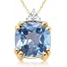 10k Yellow Gold, December Birthstone, Blue-Topaz and Diamond Pendant