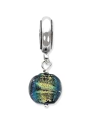 Sterling Silver s Green Dichroic Glass Dangle Bead by Reflection Beads, Best Quality Free Gift Box Satisfaction Guaranteed