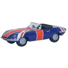 Oxford Die Cast - 76ETYP005 - Jaguar E Type Open Top - Union Jack (Austin Powers)