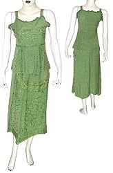 Skirt Top Set Rayon Embroidery Womens Casual Sundresses Size S