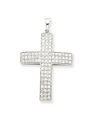 14k White Gold Diamond Latin Cross Pendant