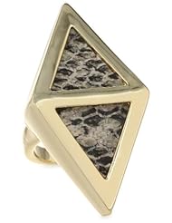Roman Luxe Python Triangle Gold Tone Ring