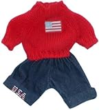 USA Flag Sweater & Jeans Outfit fits 8-10 Stuffed Animals like Webkinz, Shining Star and 8 - 10 Stuffed Animals