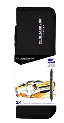 Prismacolor Premier Double-Ended Art Markers, Fine and Chisel Tip, 24-Count with Carrying Case