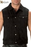 Xelement Mens Black Denim Motorcycle Vest - Size : Medium