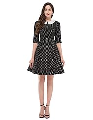 Vintage Elbow Length Sleeves Cotton Polka Dot Print Party Dress 