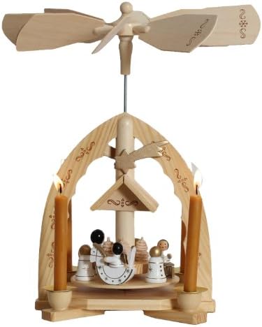Christmas Pyramid 12 Inches Nativity Play - Christmas Scene with Handpainted Angels - With 4 Candle Holders and Handpainted Figures - Limited Edition 500 Pieces Only - By Henry Brubaker - Including 20 Candles (Made in Germany)