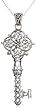 Sterling Silver Filigree Key Pendant, 18"
