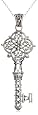 Sterling Silver Filigree Key Pendant, 18"
