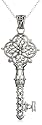 Sterling Silver Filigree Key Pendant, 18"