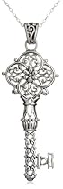 Sterling Silver Filigree Key Pendant, 18"